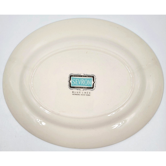 Sevron Blue Lace 9" Serving Platter with Platinum Silver Trim 1950's Mid Century - Picture 6 of 6